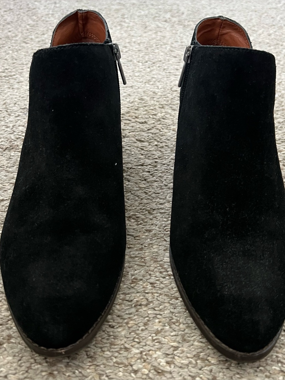 Lucky Brand Black Suede Ankle Booties with Side Zip Size 9
